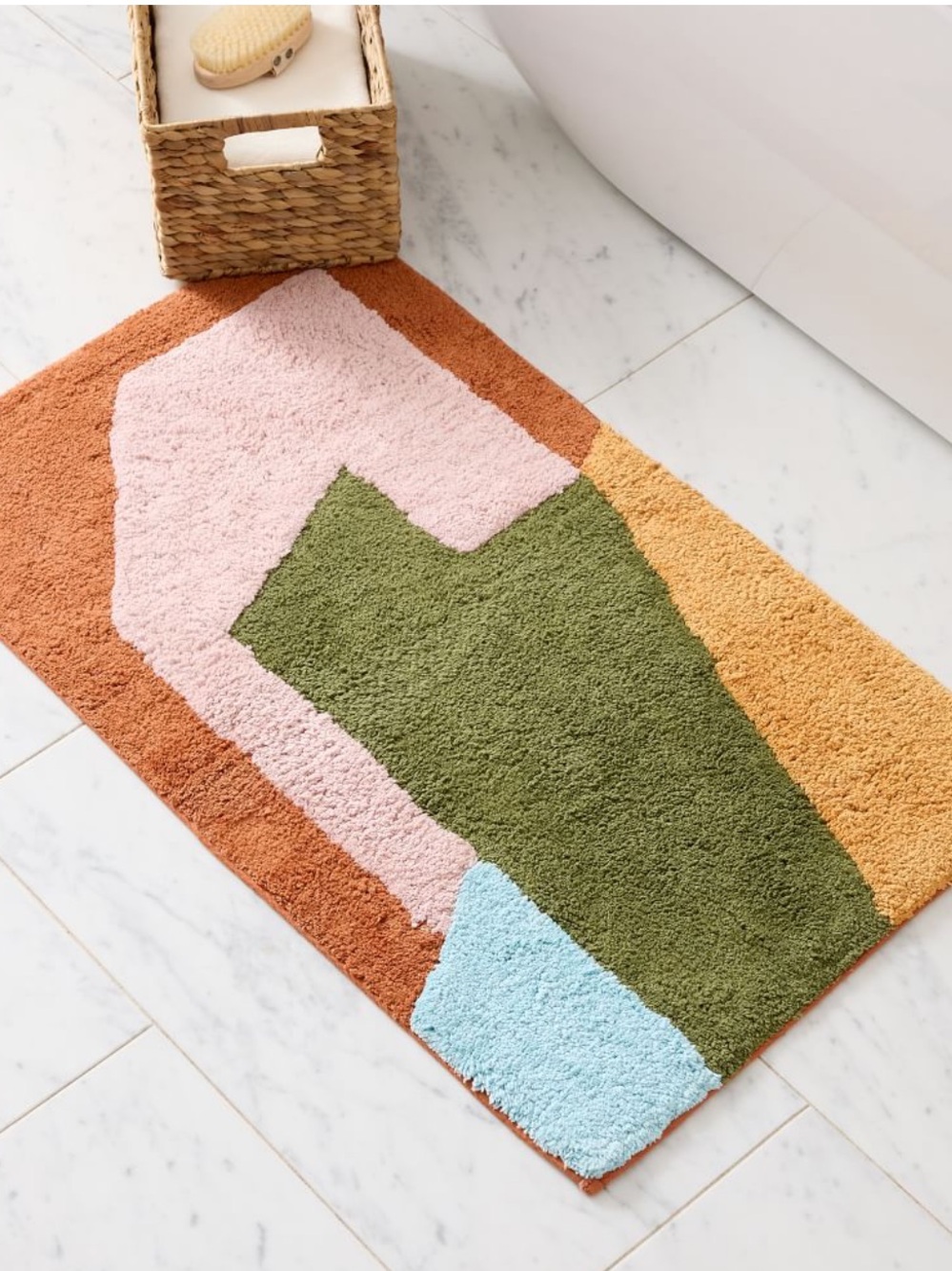 West Elm Angled Modern Bath Mat - Colorful Abstract Area Rug - Picture 13 of 16